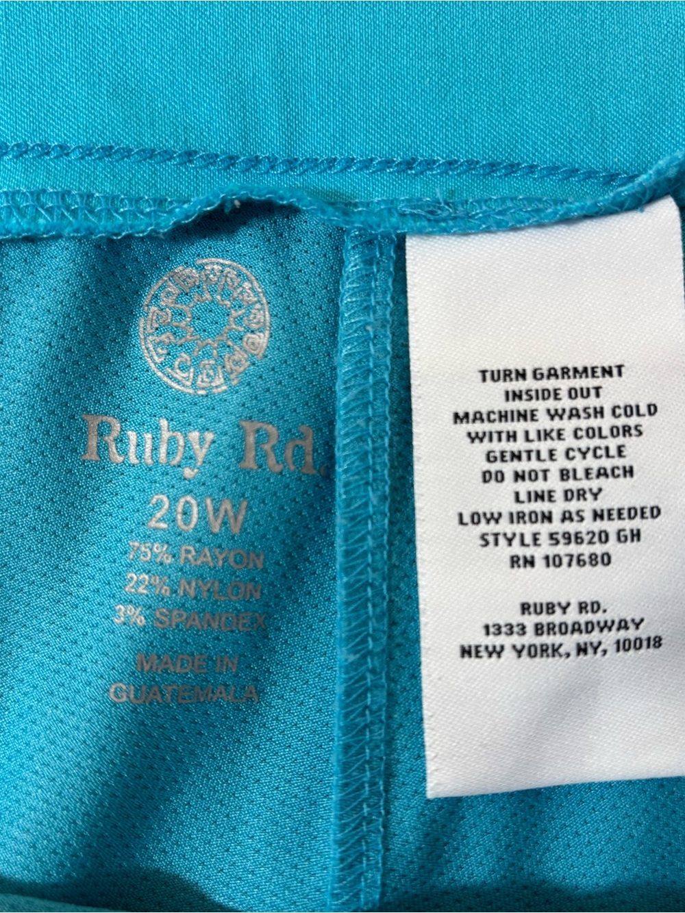Ruby Rd. Size 20W Turquoise Skort With Pockets - Picture 6 of 9
